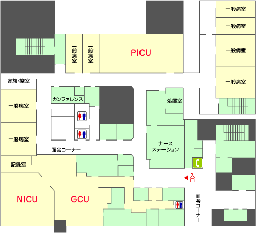 E棟 2階（2E病棟 NICU・GCU・PICU）