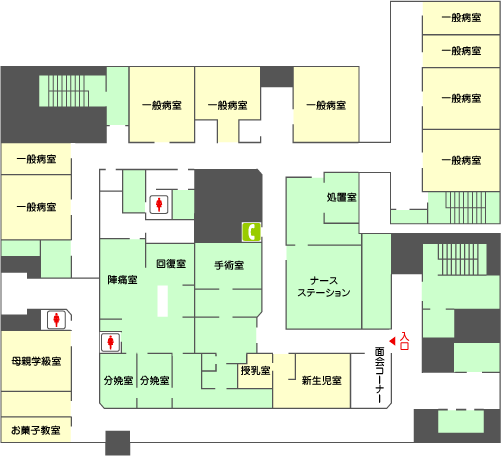 E棟 3階（3E病棟 産科・分娩陣痛室）